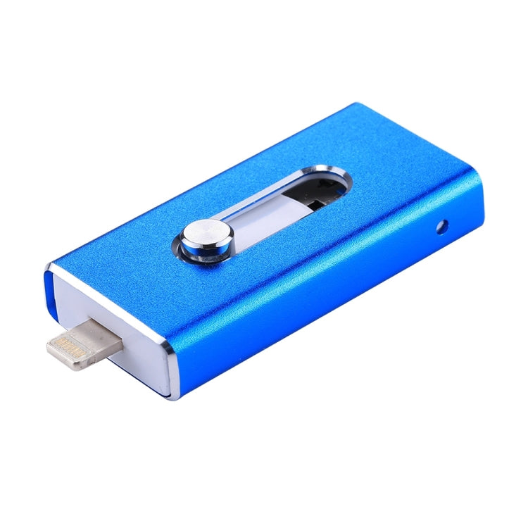 RQW-02 3 in 1 USB 2.0 & 8 Pin & Micro USB 64GB Flash Drive(Blue)