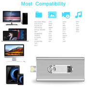 RQW-02 3 in 1 USB 2.0 & 8 Pin & Micro USB 64GB Flash Drive(Blue)