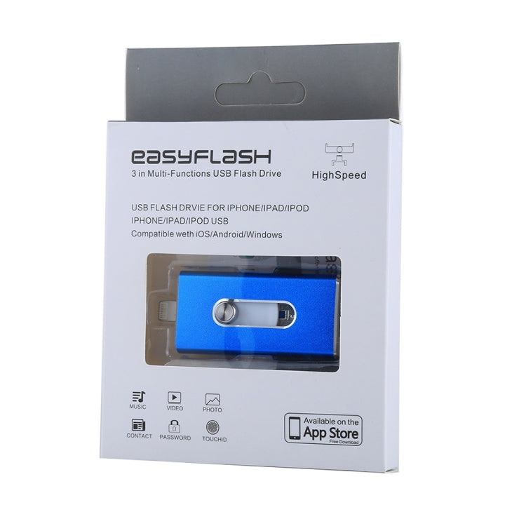 RQW-02  3 in 1 USB 2.0 & 8 Pin & Micro USB 16GB Flash Drive(Blue)