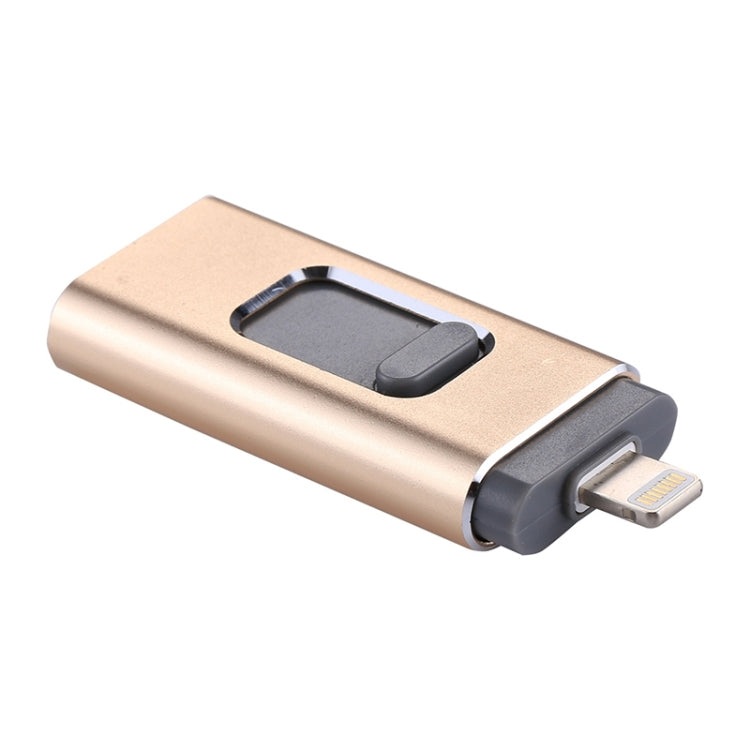 easyflash RQW-01B 3 in 1 USB 2.0 & 8 Pin & Micro USB 64GB Flash Drive(Gold)