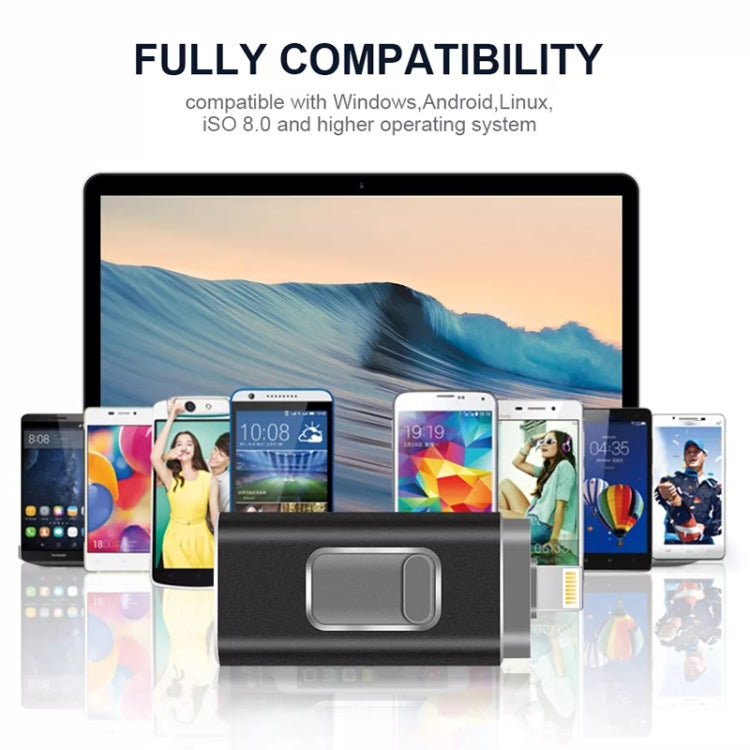 easyflash RQW-01B 3 in 1 USB 2.0 & 8 Pin & Micro USB 64GB Flash Drive(Gold)