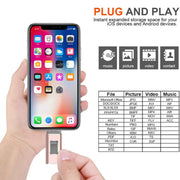 easyflash RQW-01B 3 in 1 USB 2.0 & 8 Pin & Micro USB 64GB Flash Drive(Silver)