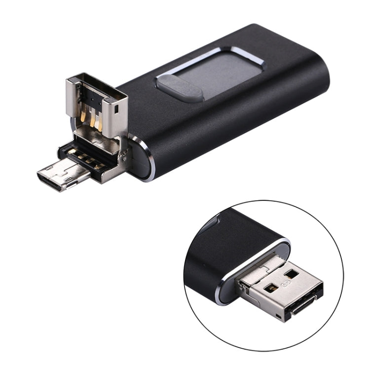 easyflash RQW-01B 3 in 1 USB 2.0 & 8 Pin & Micro USB 128GB Flash Drive(Black)