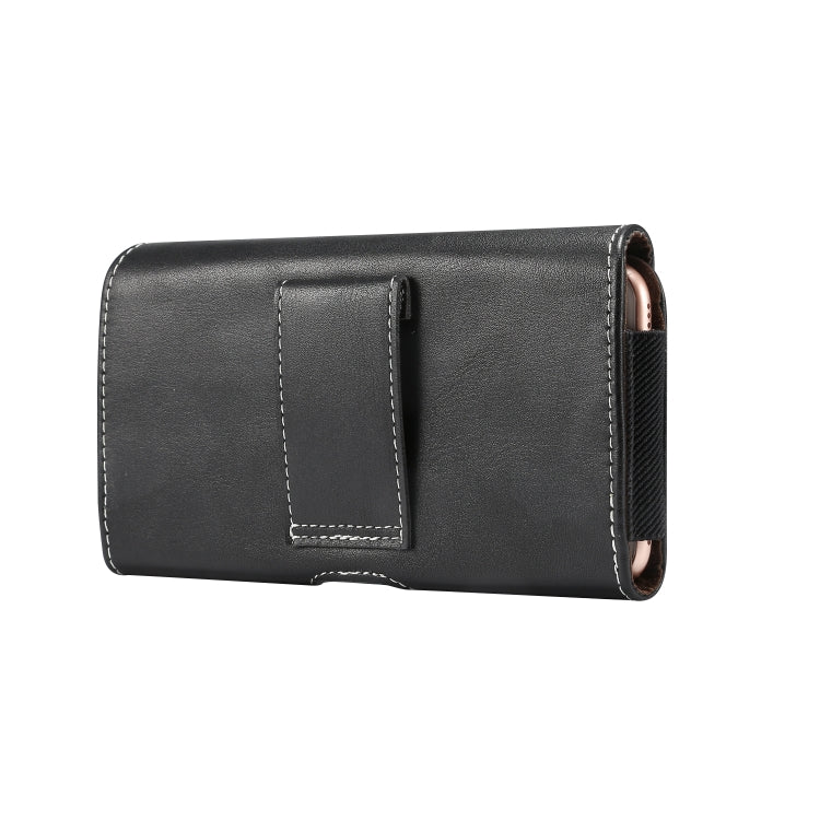 Men Lambskin Texture Multi-functional Universal Mobile Phone Waist Pack Leather Case for 6.0 Inch or Below Smartphones (Black)