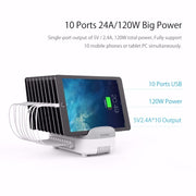 ORICO DUK-10P 120W 10 USB Ports Smart Charging Station with Phone & Tablet Stand, EU Plug(White)