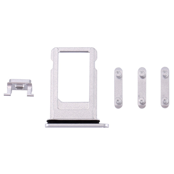 Card Tray + Volume Control Key + Power Button + Mute Switch Vibrator Key for iPhone 8 Plus (Silver)