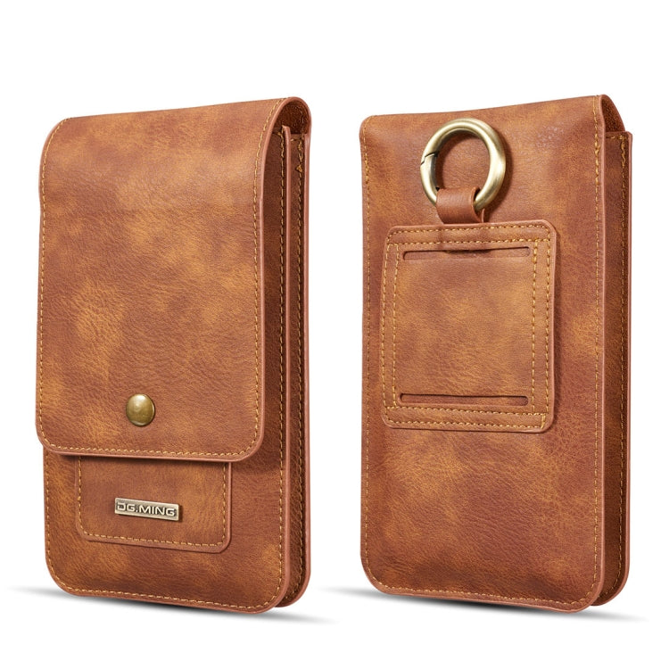 DG.MING Universal Cowskin Leather Protective Case Bag Waist Bag with Card Slots & Hook