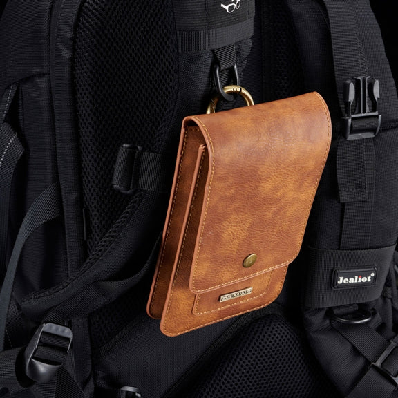 DG.MING Universal Cowskin Leather Protective Case Bag Waist Bag with Card Slots & Hook