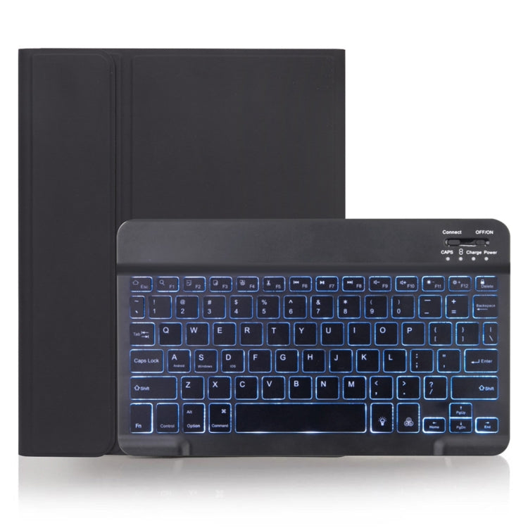 X-11BS Skin Plain Texture Detachable Bluetooth Keyboard Tablet Case for iPad Pro 11 inch 2020 / 2018, with Pen Slot & Backlight (Black)