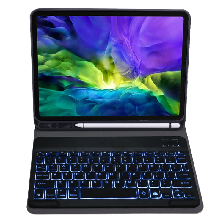 A11BS Ultra-thin ABS Detachable Bluetooth Keyboard Tablet Case with Backlight & Pen Slot & Holder for iPad Pro 11 2022 / 2021 / Air 5 / Air 4 (Dark Blue)
