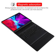 T129 Detachable Bluetooth Black Keyboard Microfiber Leather Tablet Case for iPad Pro 12.9 inch (2020), with Holder (Dark Green)