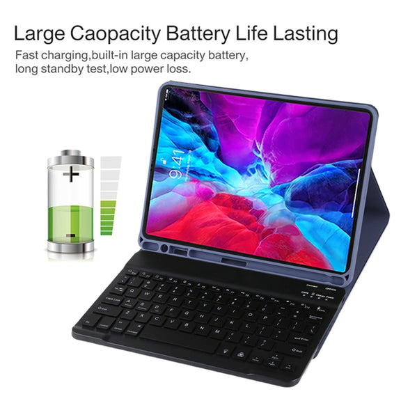 TG11BS Detachable Bluetooth Black Keyboard + Microfiber Leather Tablet Case for iPad Pro 11 inch (2020), with Backlight & Pen Slot & Holder(Purple)