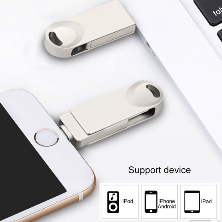 S29 3 in 1 256GB Micro USB + USB + 8 Pin Interface Metal Twister Flash Disk(Silver)