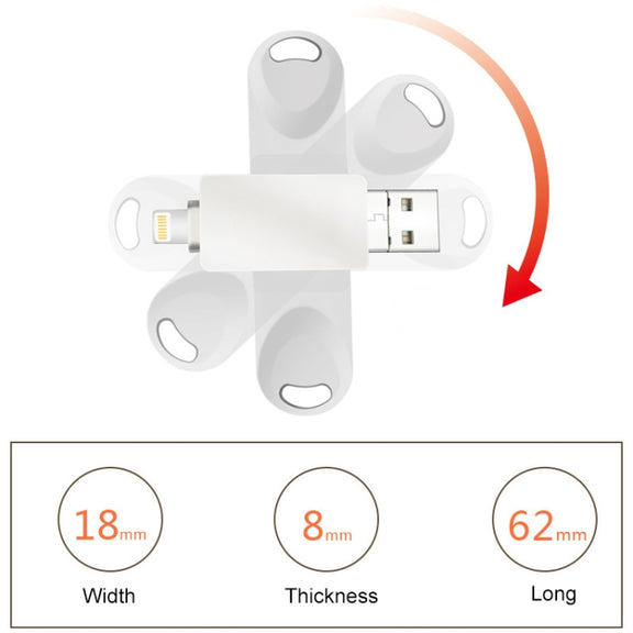 S29 3 in 1 128GB Micro USB + USB + 8 Pin Interface Metal Twister Flash Disk(Silver)