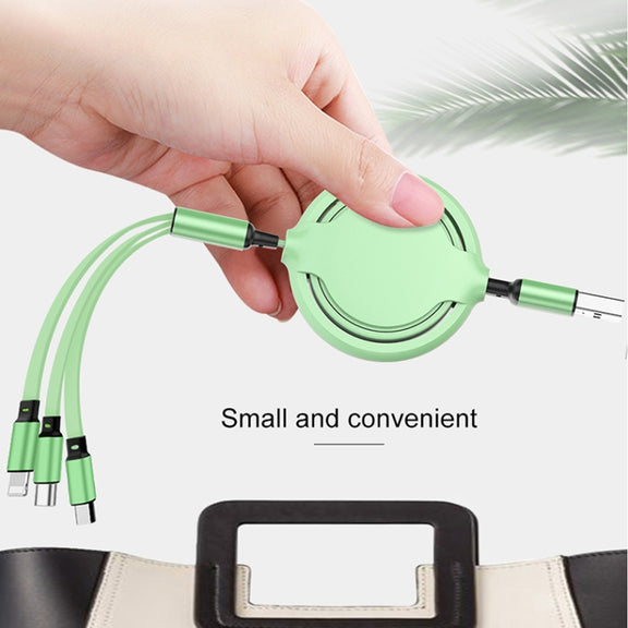 3.5A Liquid Silicone 3 in 1 USB to USB-C / Type-C + 8Pin + Micro USB Retractable Data Syn Charging Cable (Red)