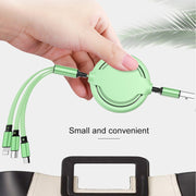 3.5A Liquid Silicone 3 in 1 USB to USB-C / Type-C + 8Pin + Micro USB Retractable Data Syn Charging Cable (Yellow)