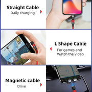 2m 2A Output USB to 8 Pin Nylon Braided Rotate Magnetic Charging Cable(Black)