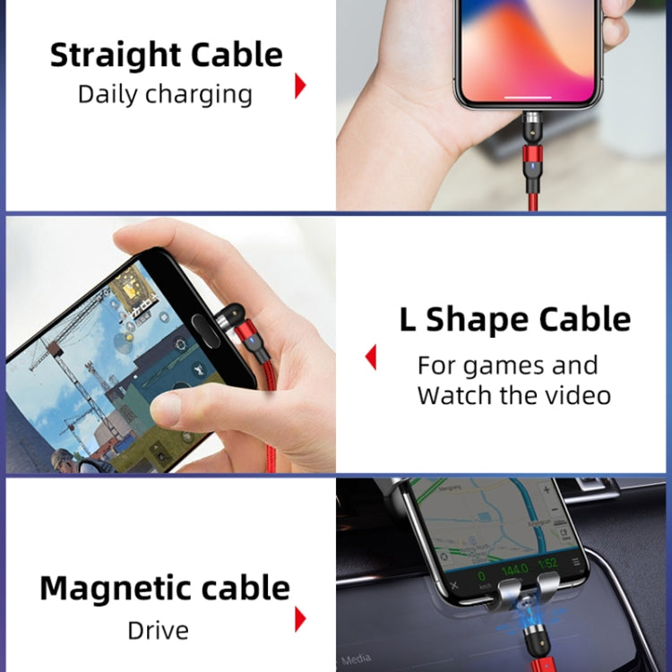 2m 2A Output USB to 8 Pin Nylon Braided Rotate Magnetic Charging Cable(Black)