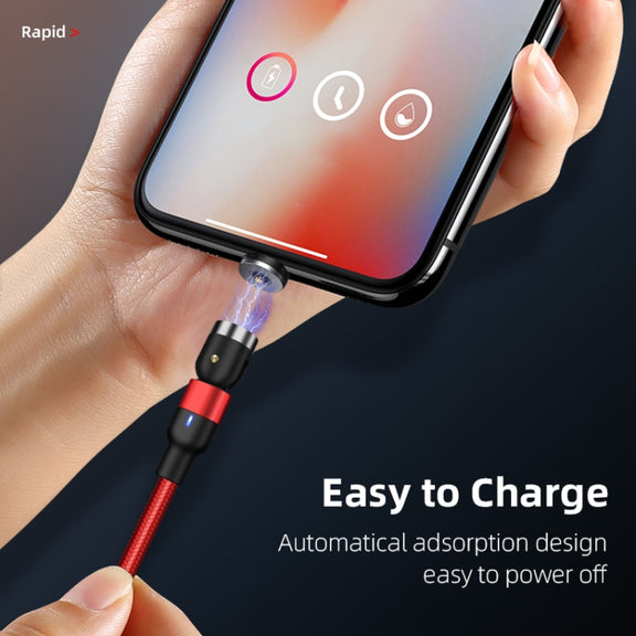 2m 2A Output USB to 8 Pin Nylon Braided Rotate Magnetic Charging Cable(Black)