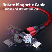 2m 2A Output USB to 8 Pin Nylon Braided Rotate Magnetic Charging Cable(Purple)