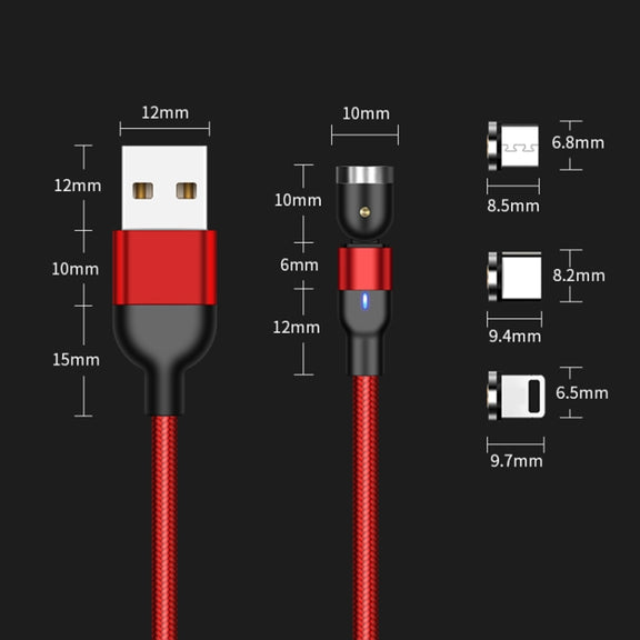 2m 2A Output USB to 8 Pin Nylon Braided Rotate Magnetic Charging Cable(Purple)