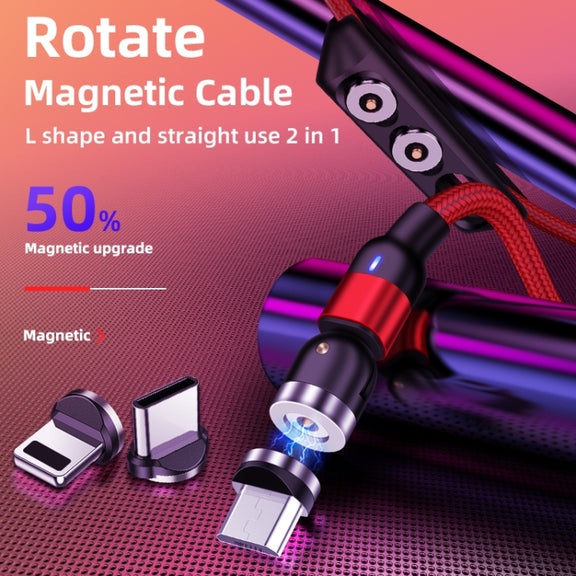 2m 2A Output USB to 8 Pin Nylon Braided Rotate Magnetic Charging Cable(Purple)