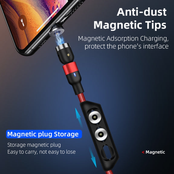 2m 2A Output USB to 8 Pin Nylon Braided Rotate Magnetic Charging Cable(Purple)