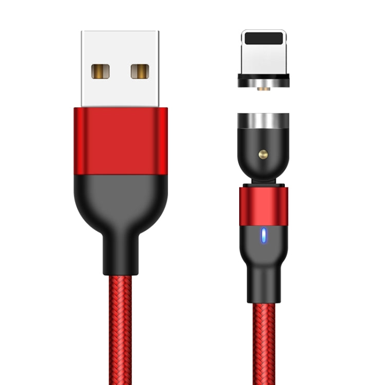 1m 2A Output USB to 8 Pin Nylon Braided Rotate Magnetic Charging Cable(Red)