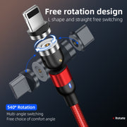 1m 2A Output USB to 8 Pin Nylon Braided Rotate Magnetic Charging Cable(Red)