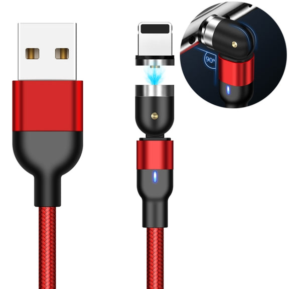 1m 2A Output USB to 8 Pin Nylon Braided Rotate Magnetic Charging Cable(Red)