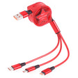 1.2m 3 in 1 USB to USB-C / Type-C + 8Pin + Micro USB Retractable Data Syn Charging Cable (Red) - Multifunction Cable by PMC TechLife | Online Shopping South Africa | PMC TechLife | Buy Now Pay Later Mobicred