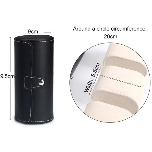 Portable Travel Watch Cylinder Protective Box Storage Bag(Brown)