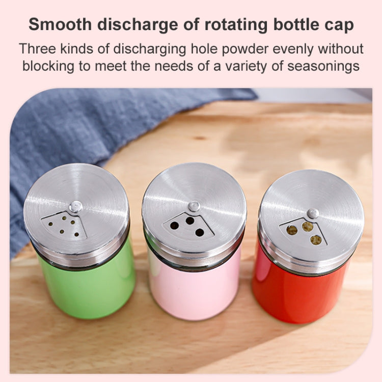 Stainless Steel Lid Glass Seasoning Jar Kitchen Supplies (Black)