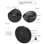 DELUX M618 Mini 2.4G Wireless 2400DPI USB Rechargeable Ergonomic Vertical Mouse(Grey)