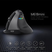 DELUX M618 Mini 2.4G Wireless 2400DPI USB Rechargeable Ergonomic Vertical Mouse(Grey)