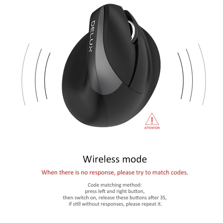 DELUX M618 Mini 2.4G Wireless 2400DPI USB Rechargeable Ergonomic Vertical Mouse(Grey)