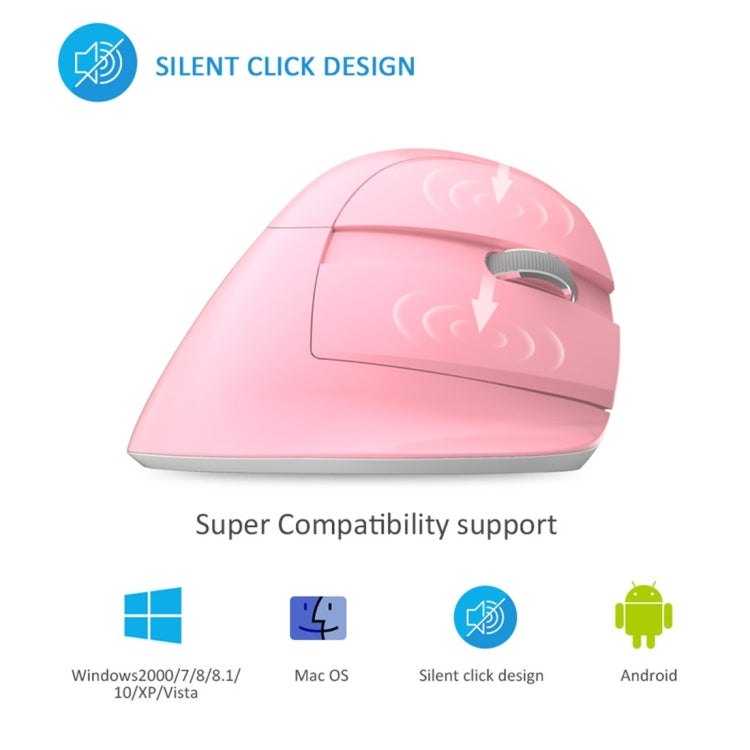 DELUX M618 Mini 2.4G Wireless 2400DPI USB Rechargeable Ergonomic Vertical Mouse (White)