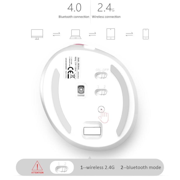 DELUX M618 Mini 2.4G Wireless 2400DPI USB Rechargeable Ergonomic Vertical Mouse (White)