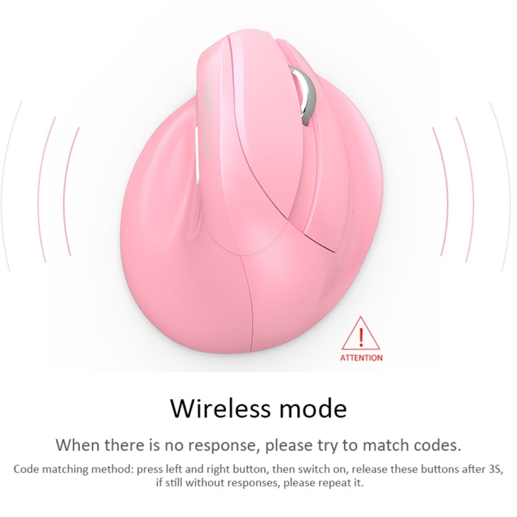 DELUX M618 Mini 2.4G Wireless 2400DPI USB Rechargeable Ergonomic Vertical Mouse (White)