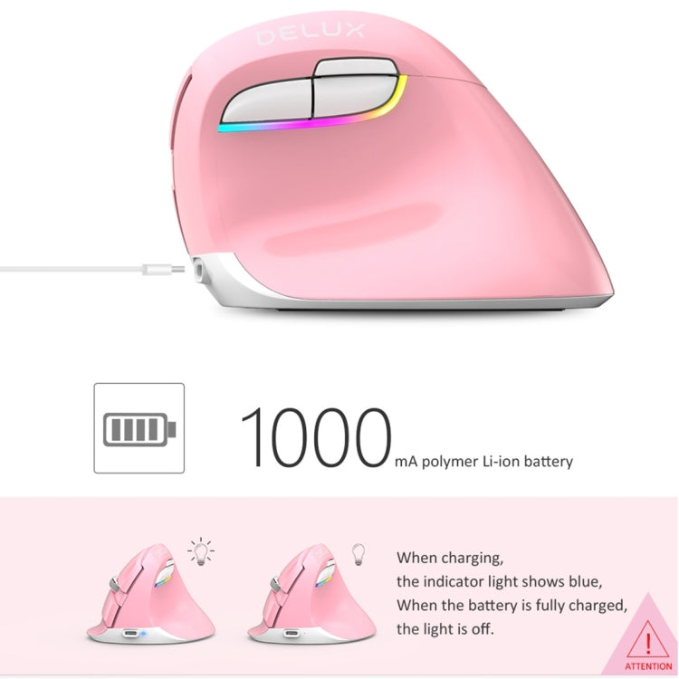 DELUX M618 Mini 2.4G Wireless 2400DPI USB Rechargeable Ergonomic Vertical Mouse (Blue)