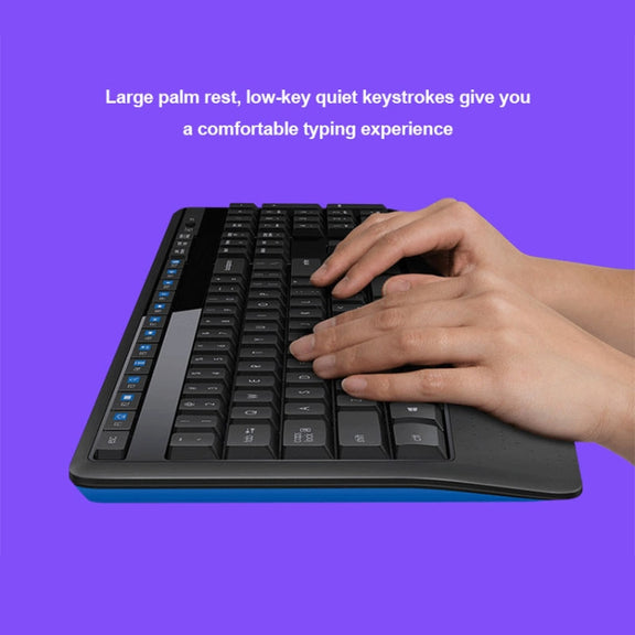Logitech MK345 Wireless Full-size Keyboard + 2.4GHz 1000DPI Wireless Optical Mouse Set with Nano Receiver(Black)