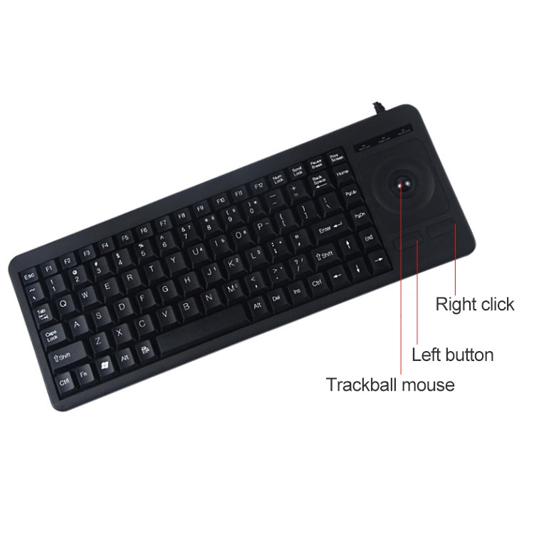 DS-8900 PS / 2 Interface Prevent Water Splashing Laser Engraving Character One-piece Wired Trackball Keyboard, Length: 1.5m