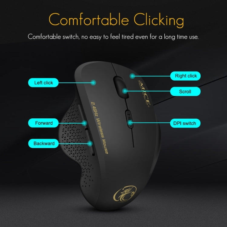 iMICE G6 Wireless Mouse 2.4G Office Mouse 6-button Gaming Mouse(Black)