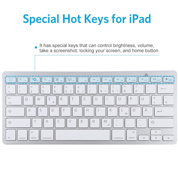 WB-8022 Ultra-thin Wireless Bluetooth Keyboard, German Keys(Silver)