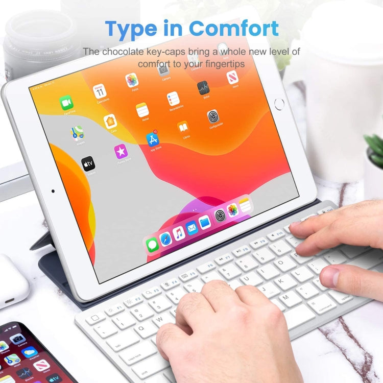 WB-8022 Ultra-thin Wireless Bluetooth Keyboard, German Keys(Silver)
