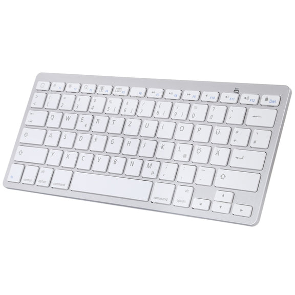 WB-8022 Ultra-thin Wireless Bluetooth Keyboard, German Keys(Silver)