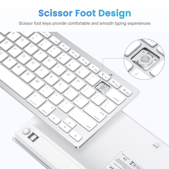 WB-8022 Ultra-thin Wireless Bluetooth Keyboard, German Keys(Silver)