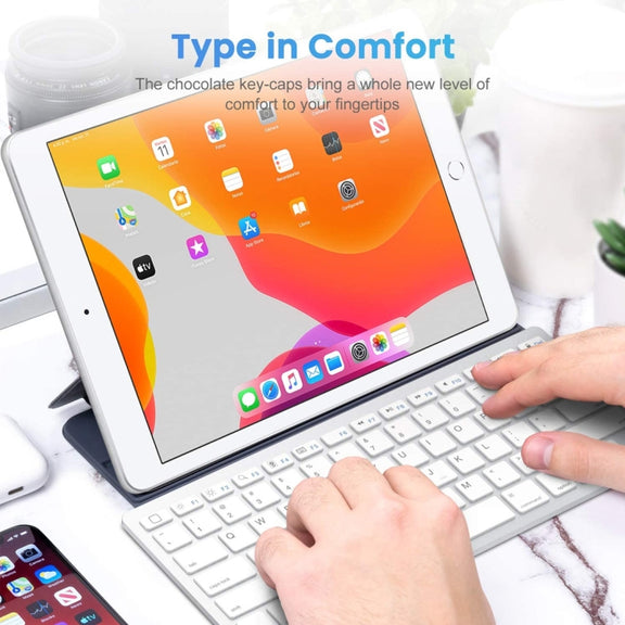 WB-8022 Ultra-thin Wireless Bluetooth Keyboard for iPad, Samsung, Huawei, Xiaomi, Tablet PCs or Smartphones, Ko Language Keys(Silver)