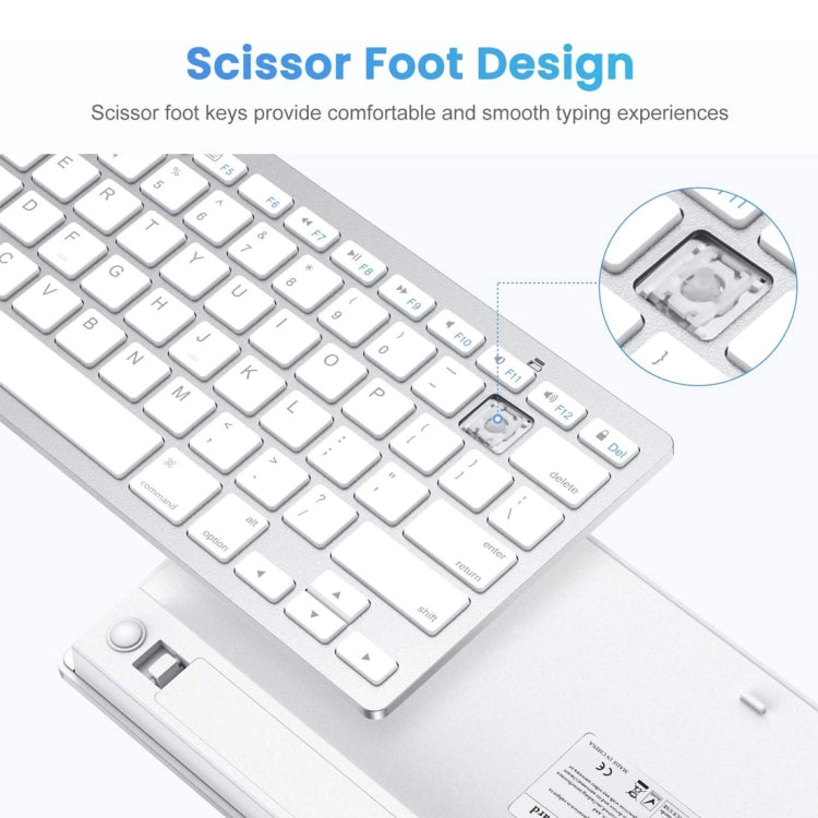 WB-8022 Ultra-thin Wireless Bluetooth Keyboard for iPad, Samsung, Huawei, Xiaomi, Tablet PCs or Smartphones, Ko Language Keys(Silver)