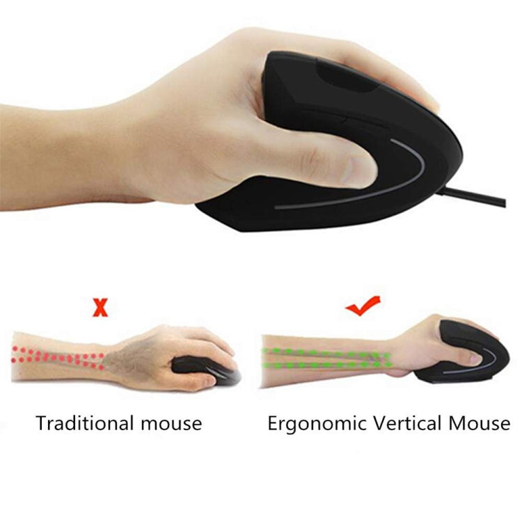 CM0093 Rechargeable Version 2.4GHz Three-button Wireless Optical Mouse Vertical Mouse for Left-hand, Resolution: 1000DPI / 1200DPI / 1600DPI(Black)